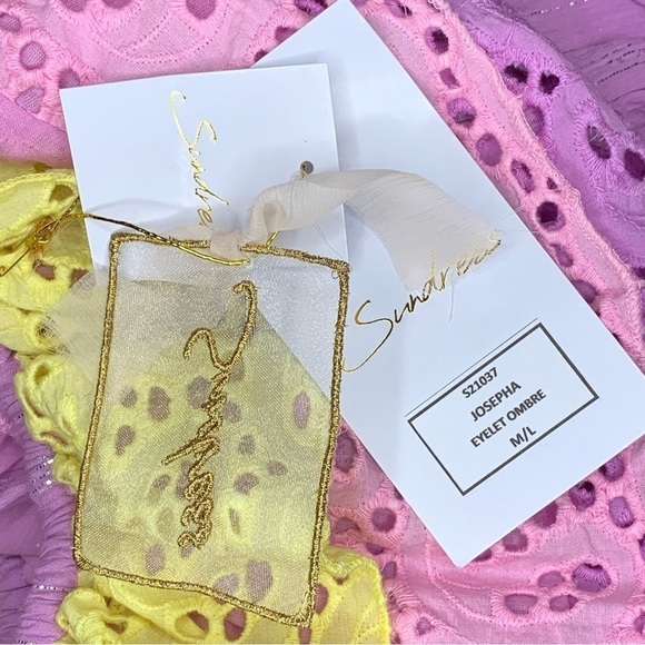 NEW Sundress Ruffle Lace Maxi Dress Pastel Strapless Purple Pink Yellow Vibrant - Picture 13 of 13